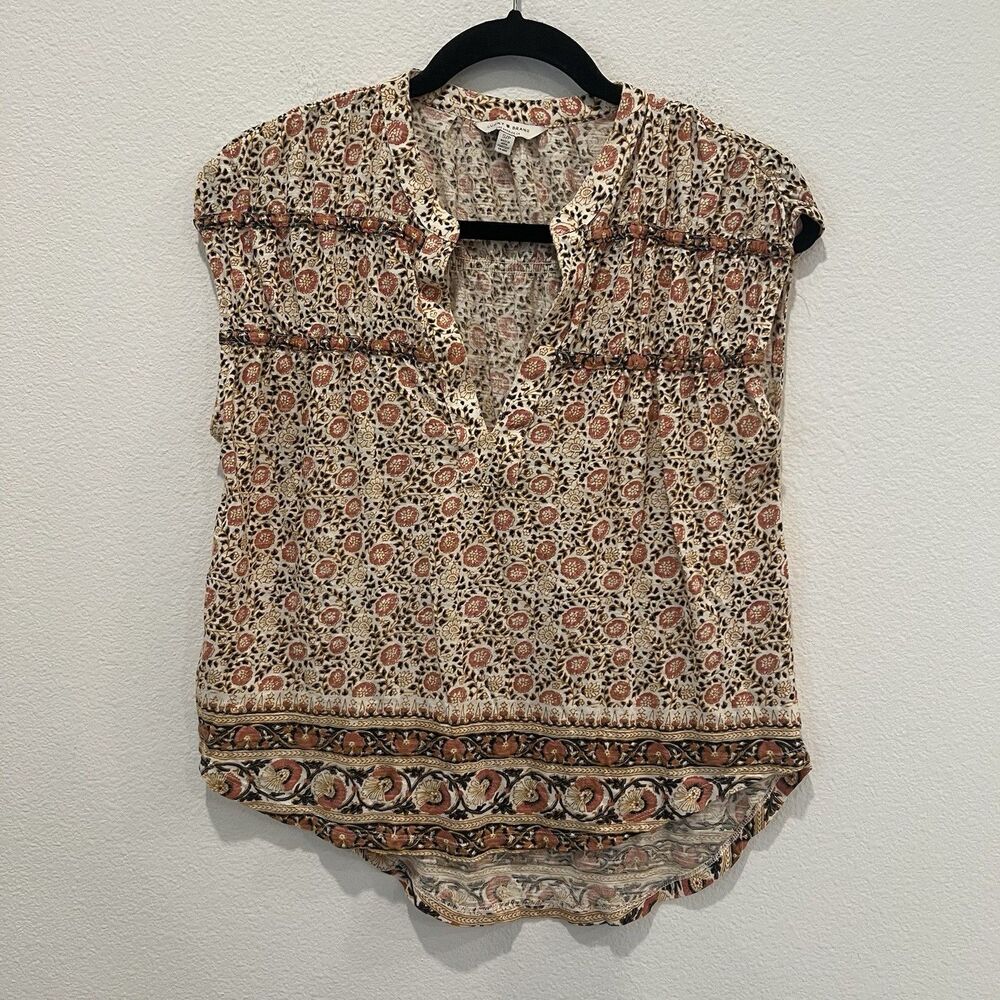 Lucky Brand Women’s Sleeveless Floral Hi Low Top Blouse Small Multi Boho Hippie